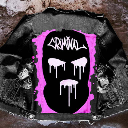 Halloween Print Long Sleeve Denim Jacket-consonak