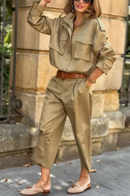 Classic Charm Mid-rise Pocketed Loose Cropped Pants-consonak