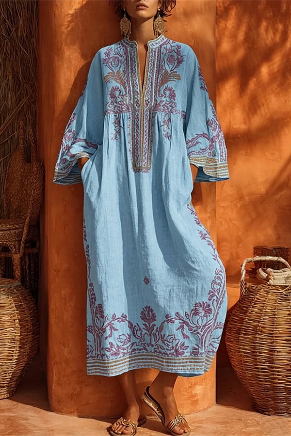 The Sage & Lavender Embroidered Kaftan-Consonak