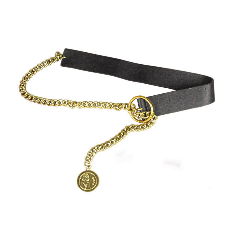 Retro Fashion Pu Leather Chain Belt-consonak