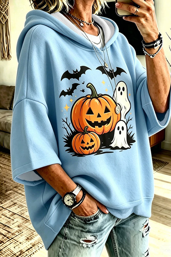 Halloween Pumpkin Graphic Oversized Hoodie-Consonak