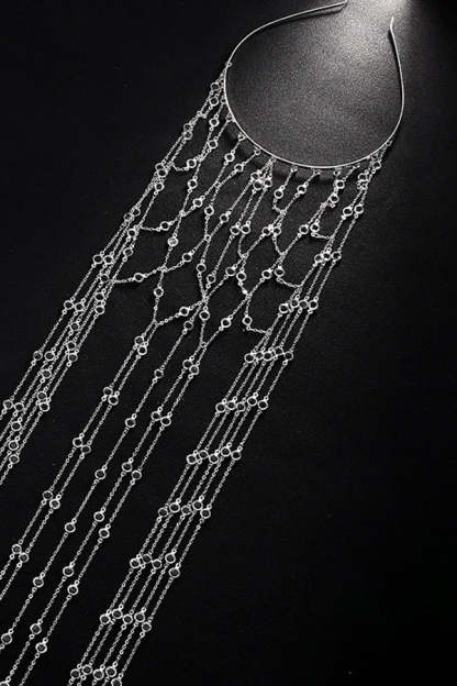 Fashionable and Light Luxury Rhinestone Tassel Headband-consonak