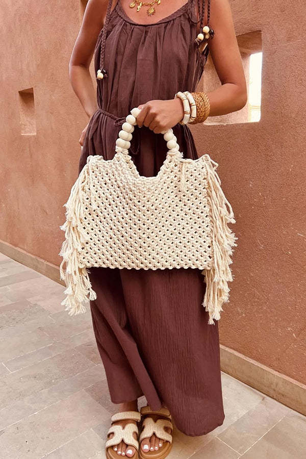Fashion Woven Open Tassel Tote-consonak