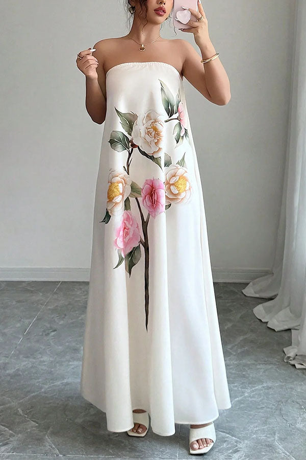 Florence Romantic Floral Tube Dress-Consonak