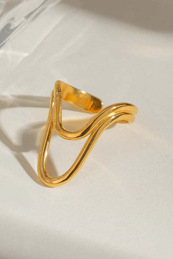 Fashionable Irregular Line Stainless Steel Open Ring-consonak