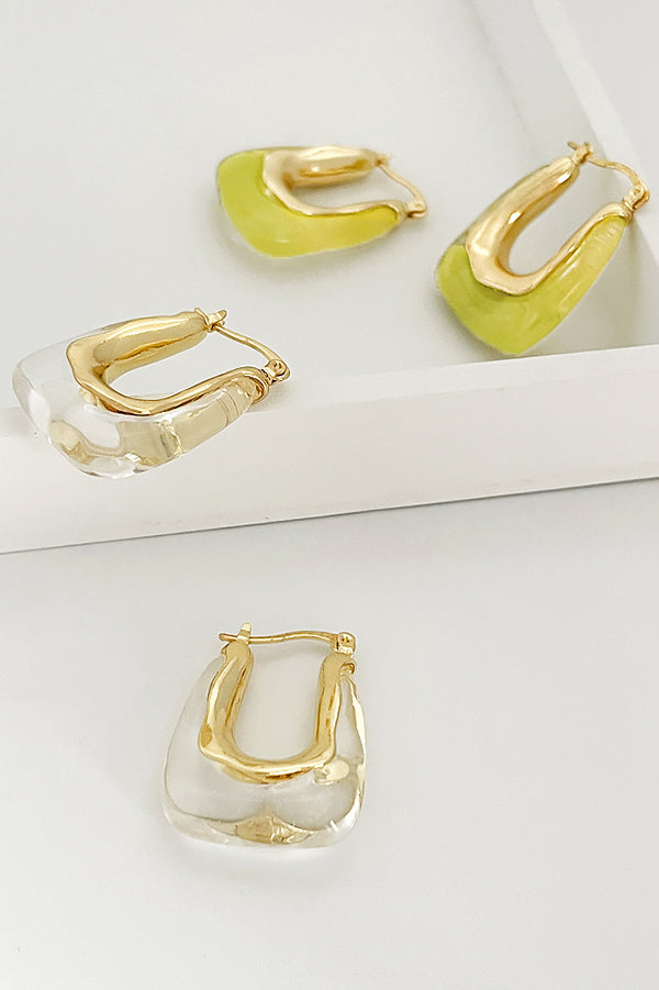 Fashionable Geometric U-shaped Colorful Jelly Earrings | Consonak