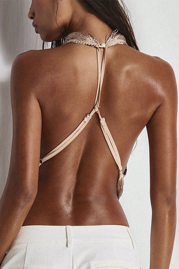 Elise's Tassel Halter Top-Consonak