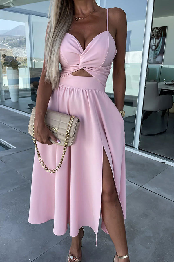 Florida Keys Cutie Pocketed Cutout Slit Midi Dress | Consonak