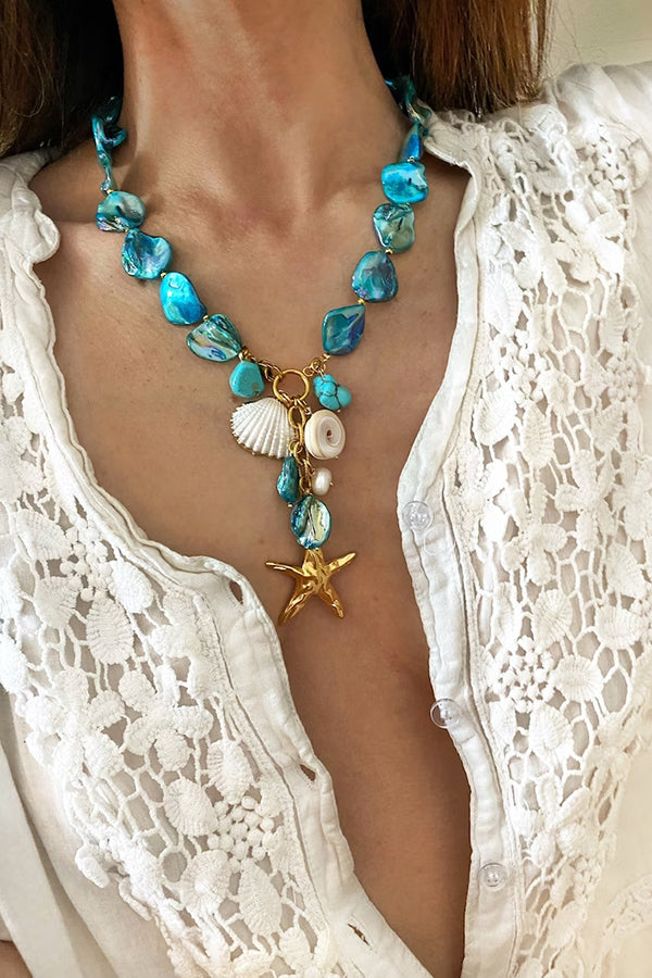 Exaggerated Irregular Shell Collarbone Necklace-consonak