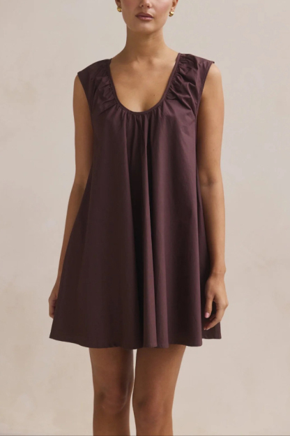 Fashionable Polka Dot Print U-neck Sleeveless Loose Mini Dress