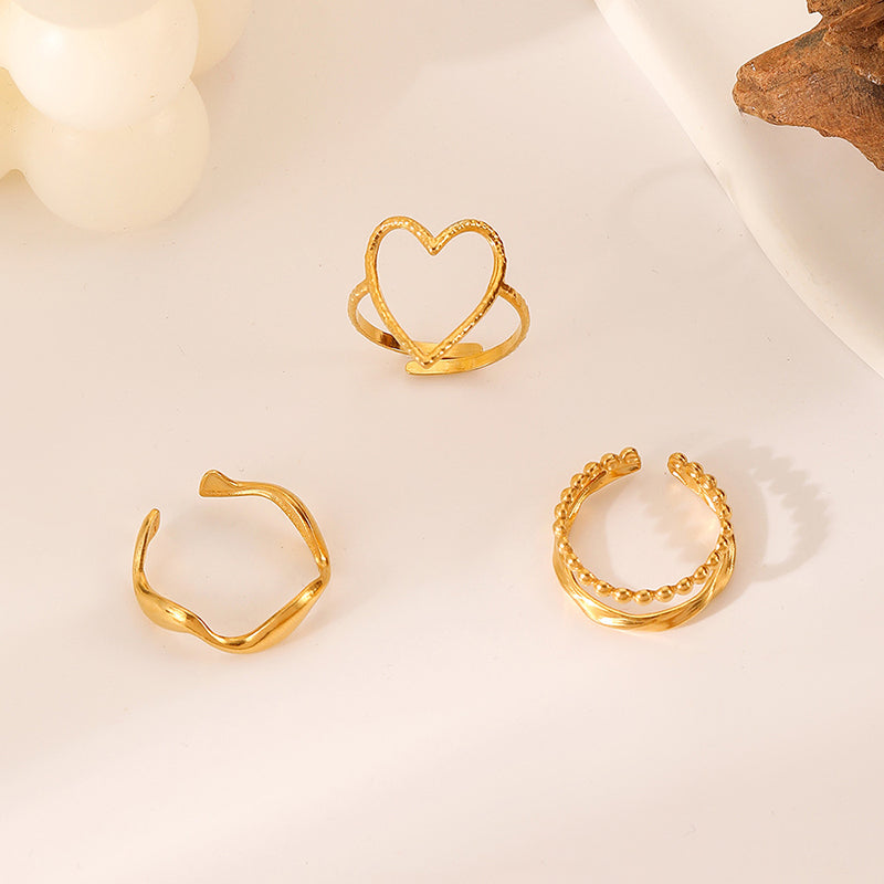 Personalized Hollow Line Heart-shaped Adjustable Ring | Consonak