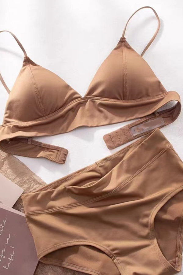 Solid Color Suspender Stretch Two Piece Bikini Swimsuit