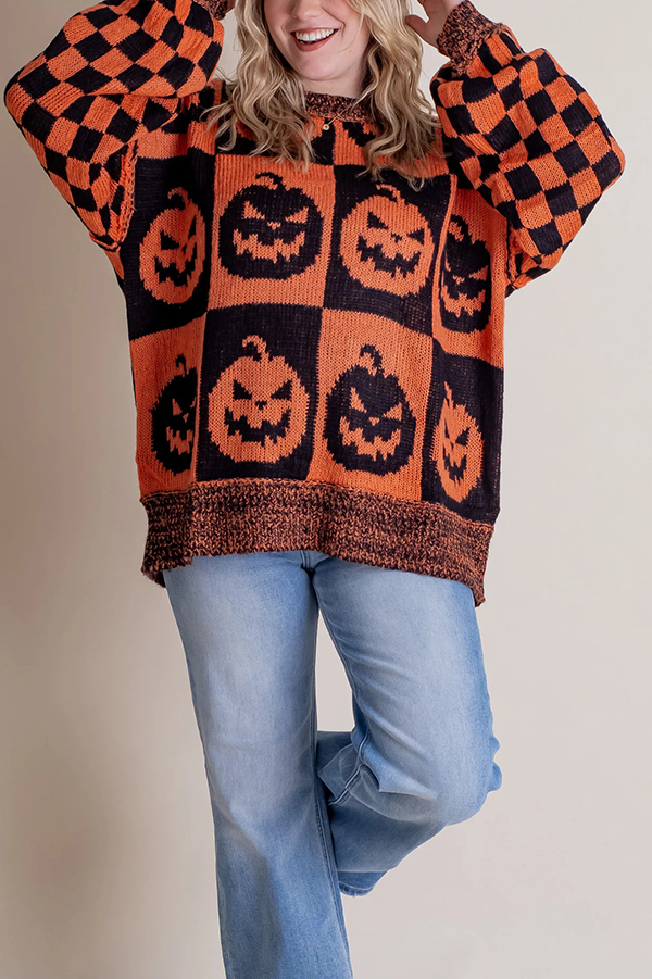 Halloween Casual Loose Crew Neck Sweater-consonak