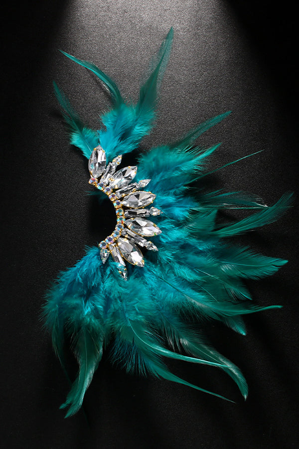 Exquisite Feather and Rhinestone Fairy Earrings-Consonak