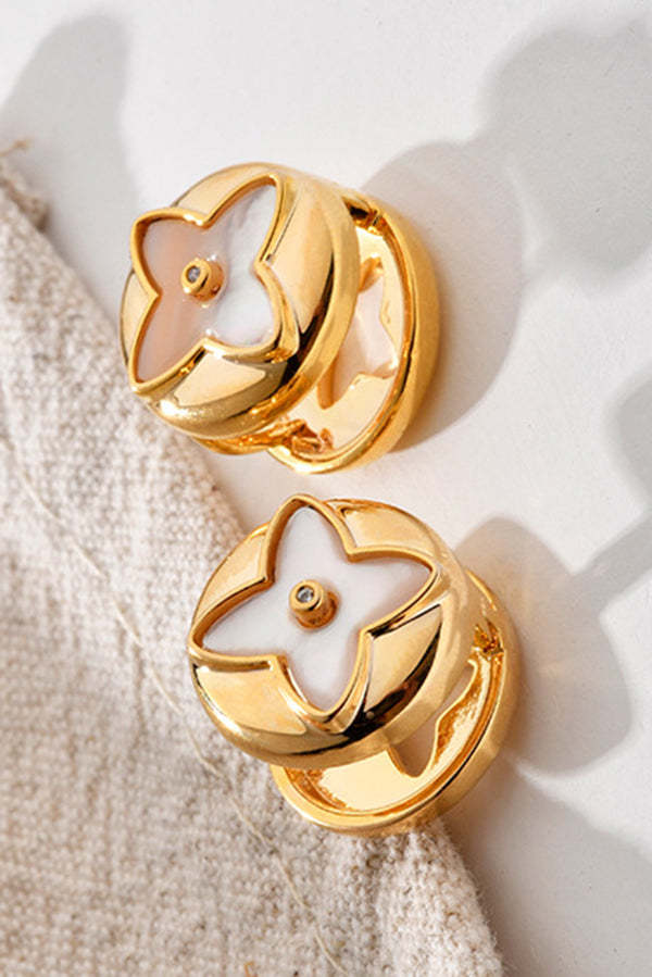 Fashionable Shell Light Luxury Metal Button Earrings-consonak