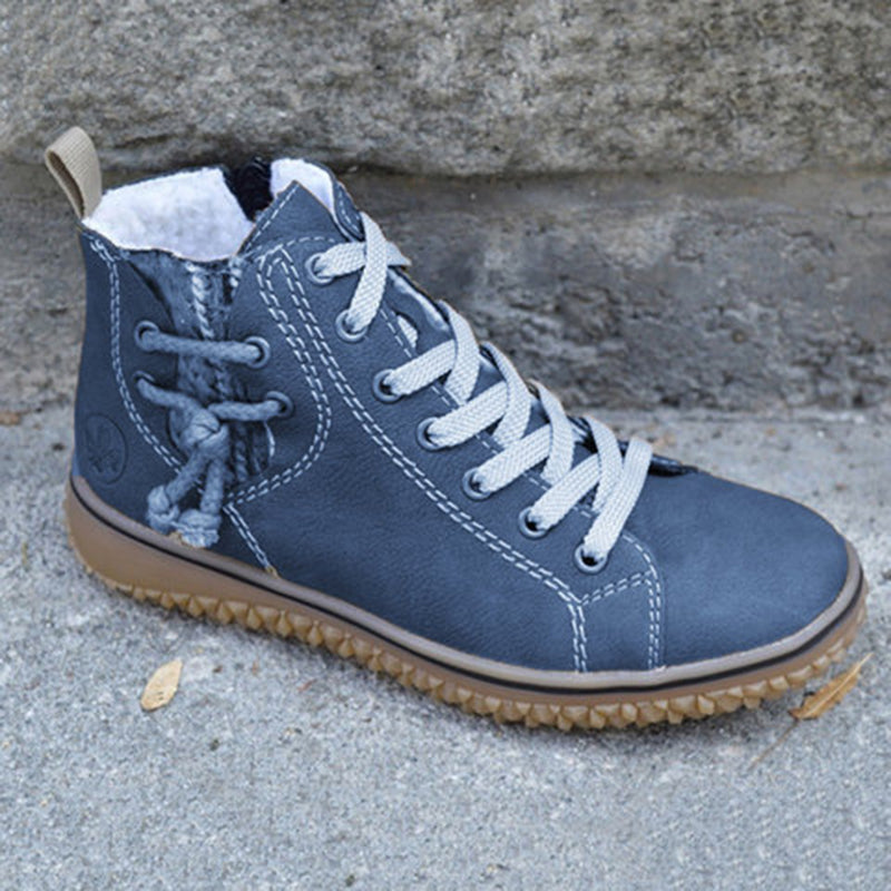 Fashionable Flat Lace-up Padded Martin Boots-consonak
