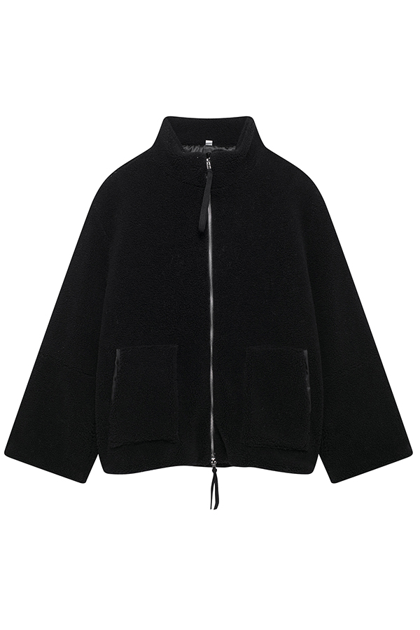 Solid Color Stitching High Collar Long Sleeve Loose Pocket Woolen Coat-consonak