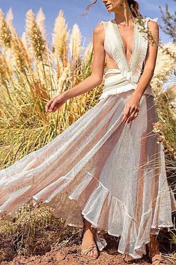 Sexy See-through Mesh Lace Resort Beach Skirt | Consonak