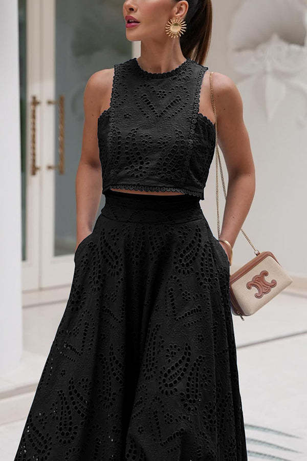 Paris Dreaming Embroidered Lace Crop Tank Top-consonak