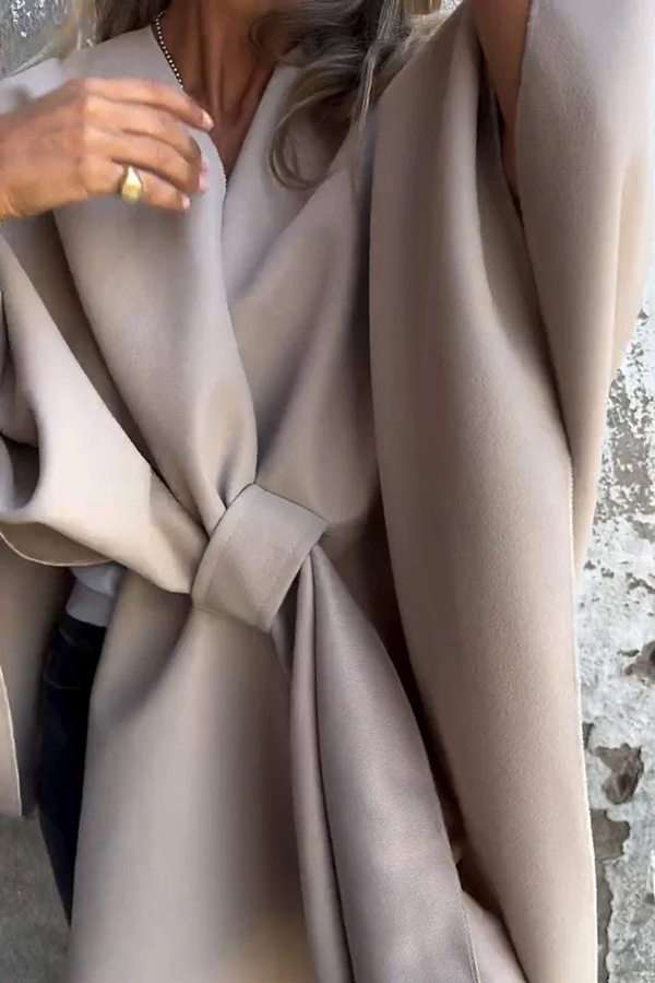 Solid Color Loose V-neck Shawl Cape Jacket-consonak
