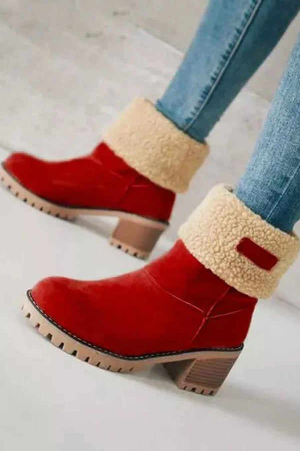 Leopard Print Thick Heel Warm Mid-calf Snow Shoes-consonak