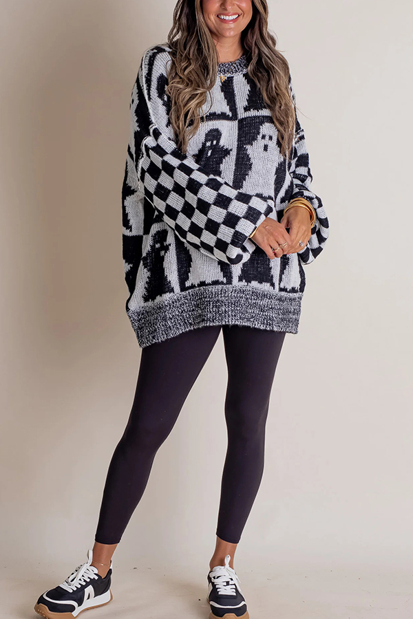 Halloween Casual Loose Crew Neck Sweater-consonak