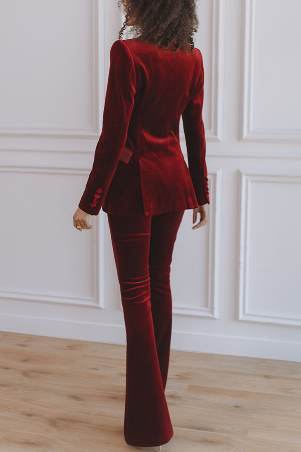 Delicate Daze Velvet Satin Lapel Button Up Long Sleeve Tapered Waist Blazer | Consonak