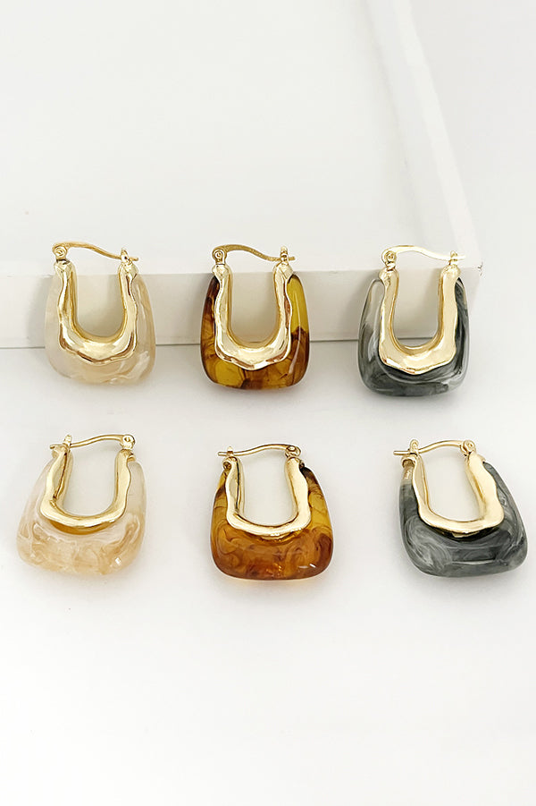 Fashionable Geometric U-shaped Colorful Jelly Earrings-consonak