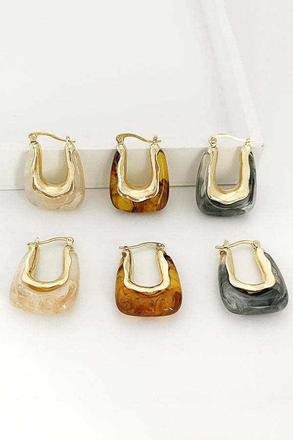 Fashionable Geometric U-shaped Colorful Jelly Earrings-consonak