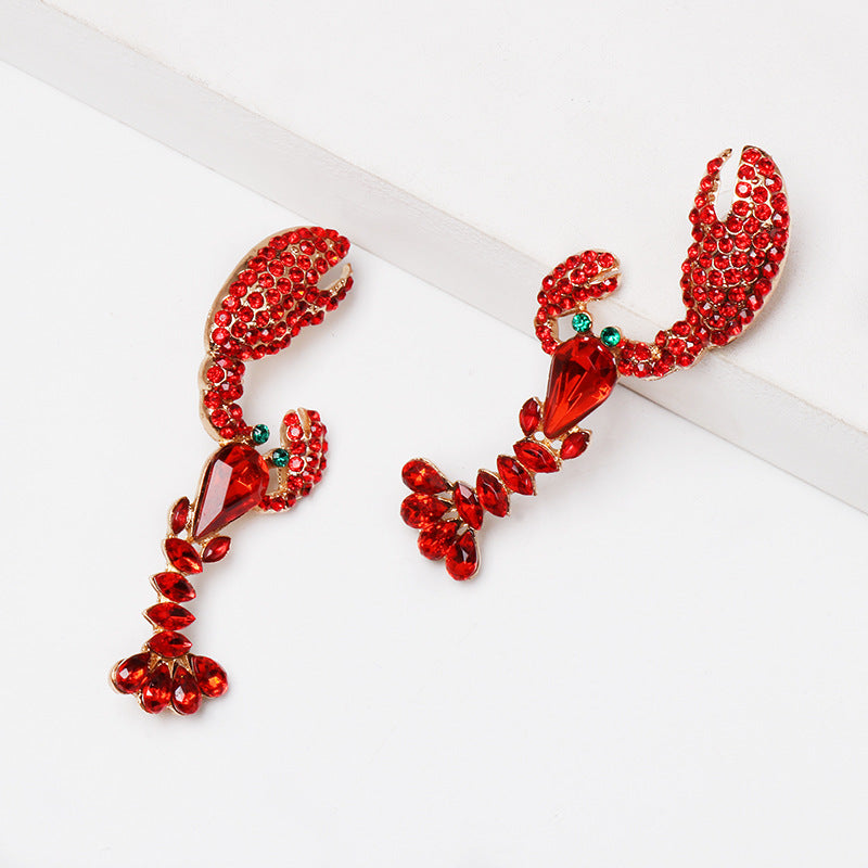 Fashionable Diamond Lobster-shaped Holiday Earrings-consonak