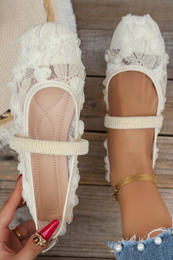 Fashionable Rose Square Toe Flat Casual Shoes | Consonak