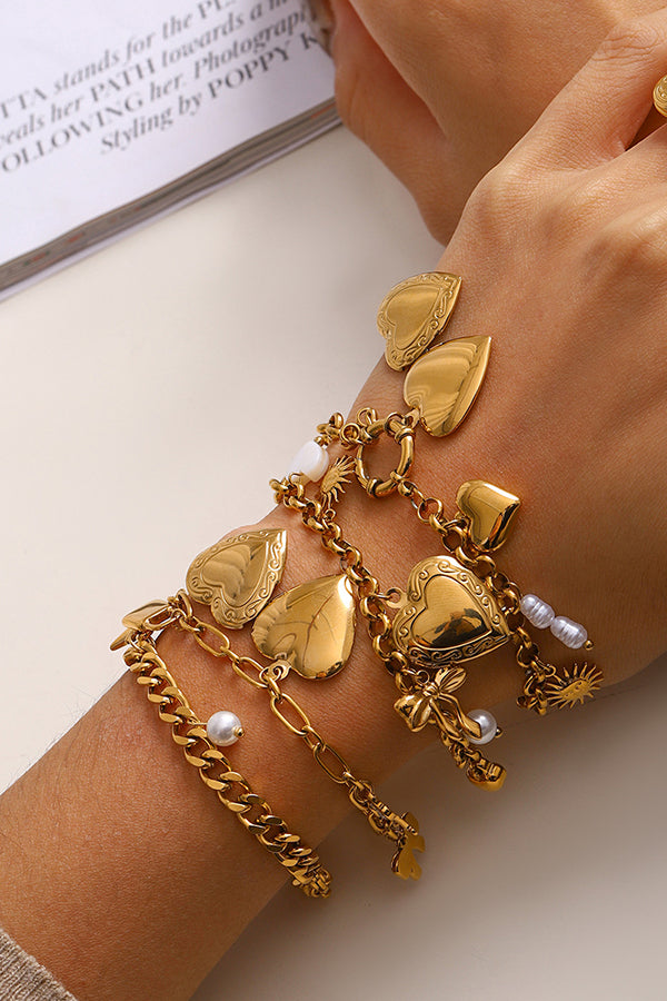 Fashionable Heart Shaped Embellished Bracelet-consonak