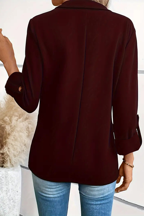 Solid Color Casual Long Sleeve Lapel Blazer | Consonak