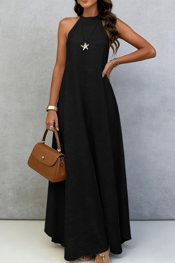 Solid Color Sleeveless Loose Casual Vacation Style Maxi Dress | Consonak