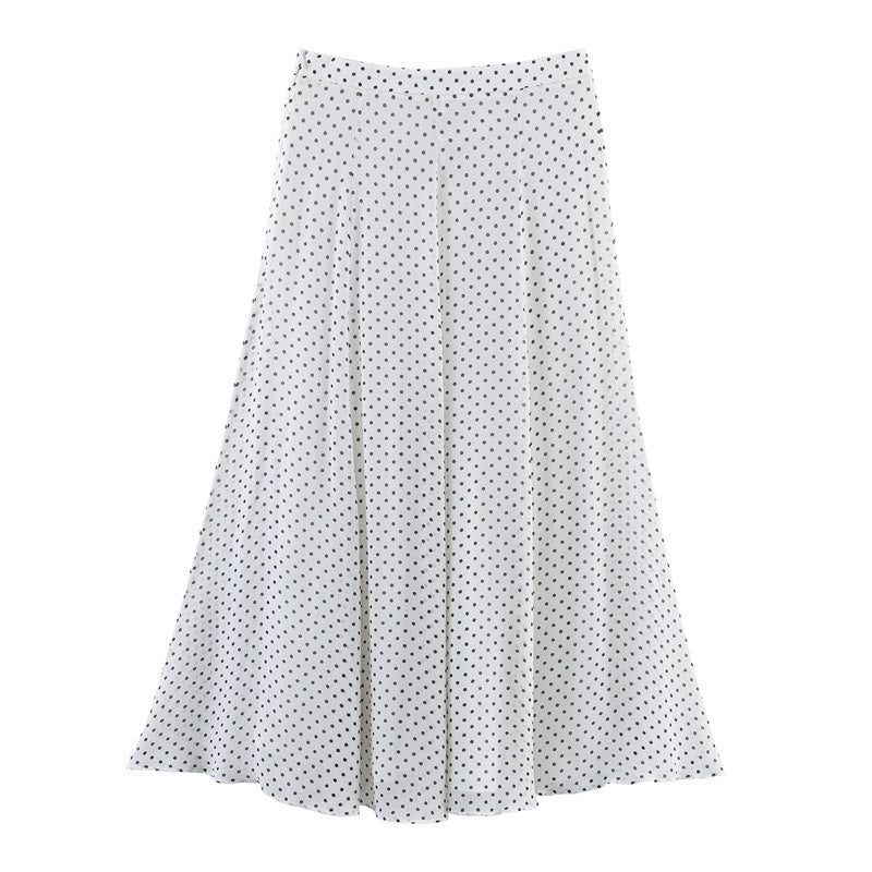 Seraphina Draped Bias-Cut Polka Dot Skirt-Consonak