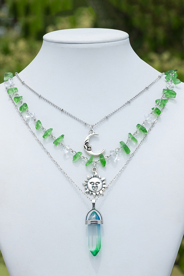 Ethnic Style Stacked Gravel Beaded Necklace-consonak