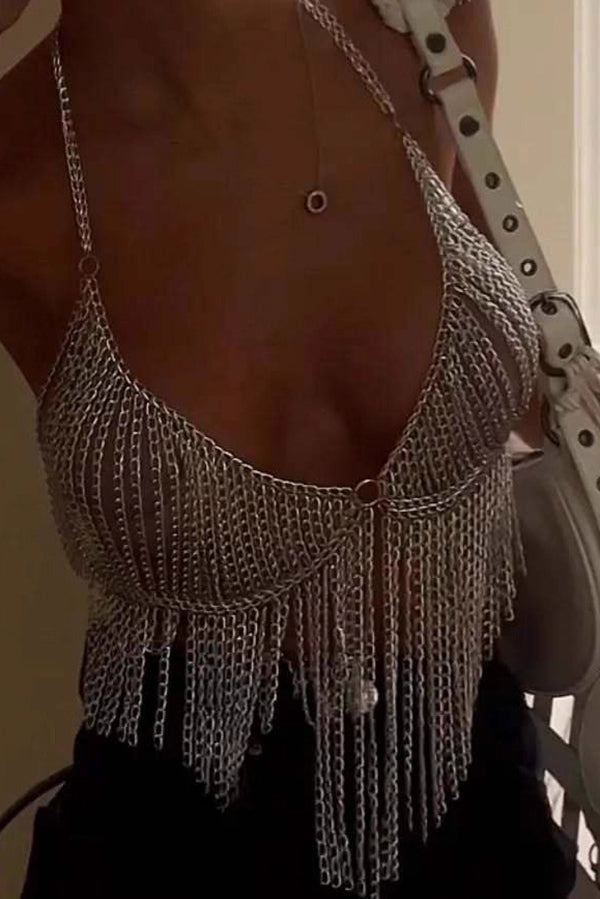Tassel Vest Top Chain Bra Chest Chain-consonak