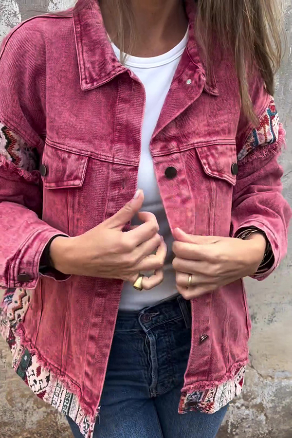 Vintage Patchwork Loose Pocket Denim Jacket-consonak