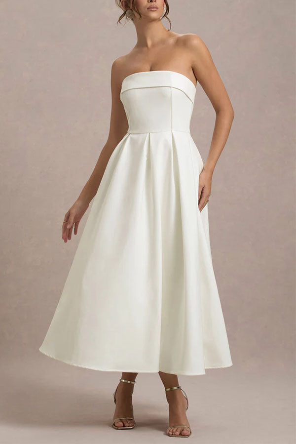 Celine Strapless Midi Dress-Consonak