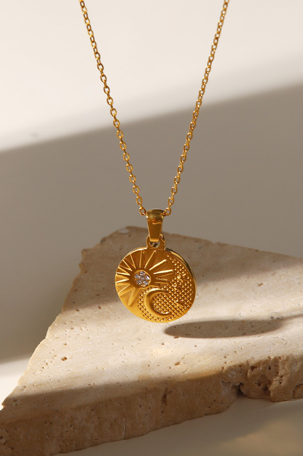 Vintage Stainless Steel Zircon Love Pendant-consonak