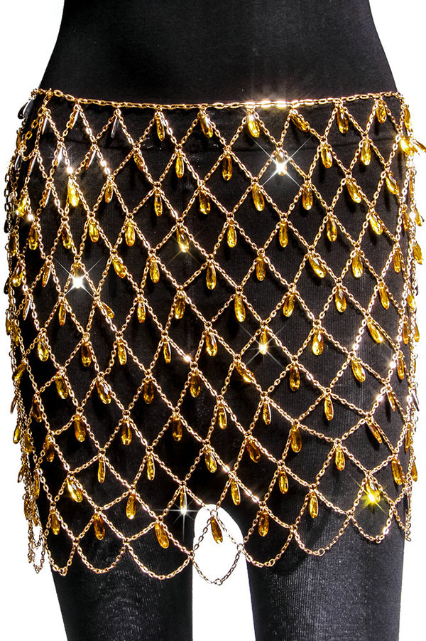 Sexy Hollow Colorful Sparkling Crystal Skirt-consonak