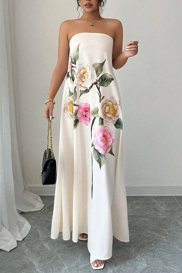 Florence Romantic Floral Tube Dress-Consonak