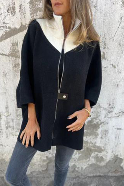 Fashionable Casual Stand Collar Zippered Loose Jacket-consonak