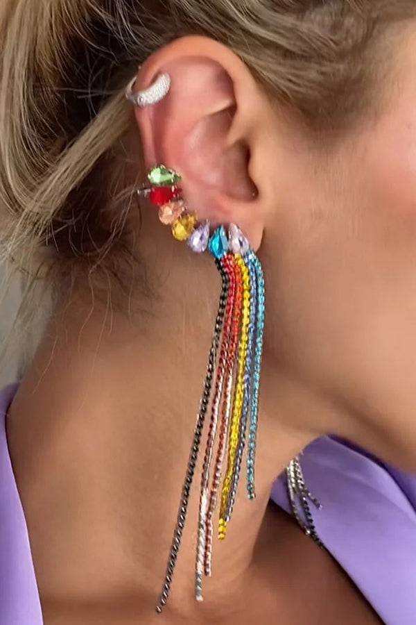 Simple Water Drop Tassel Earrings-consonak