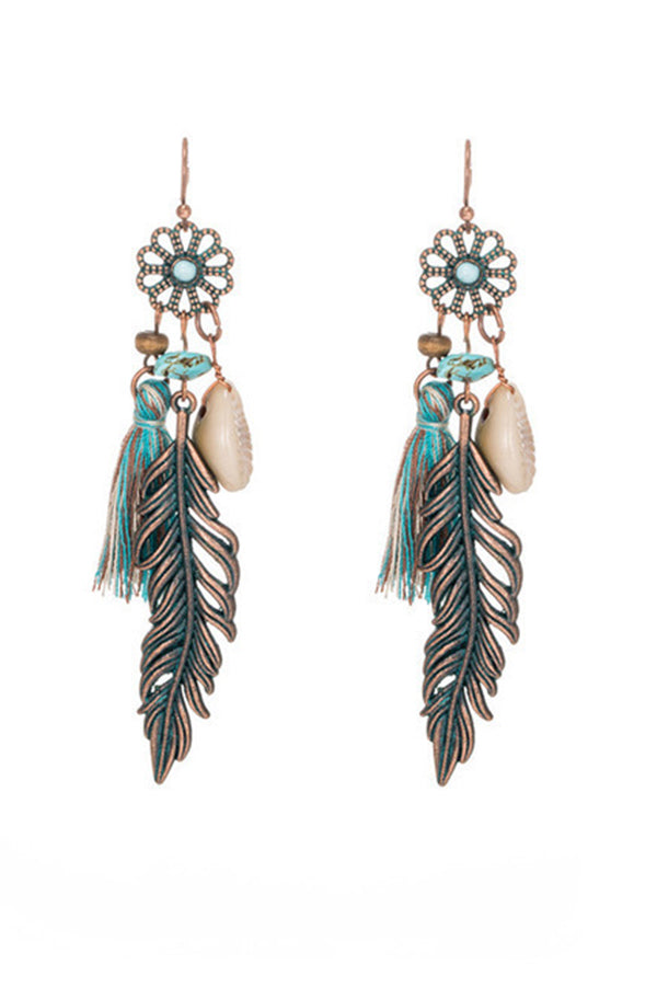 Fashionable Hollow Carved Alloy Tassel Retro Earrings-consonak