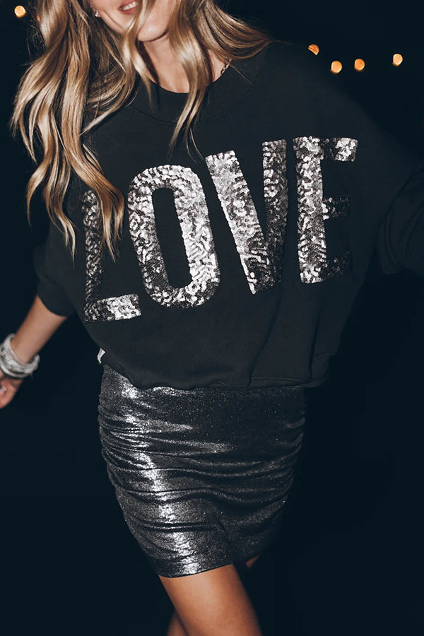 Lots of Love for You Sequin Loose Pullover Top-consonak