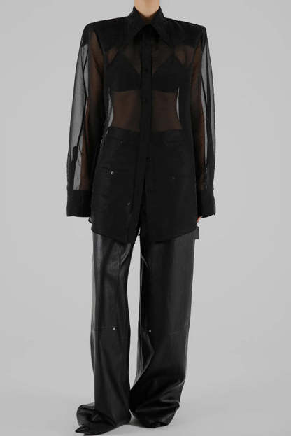 Retro Sheer Loose Long-sleeved Casual Shirt-consonak