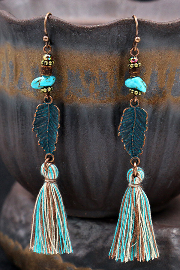 Fashionable Hollow Carved Alloy Tassel Retro Earrings-consonak