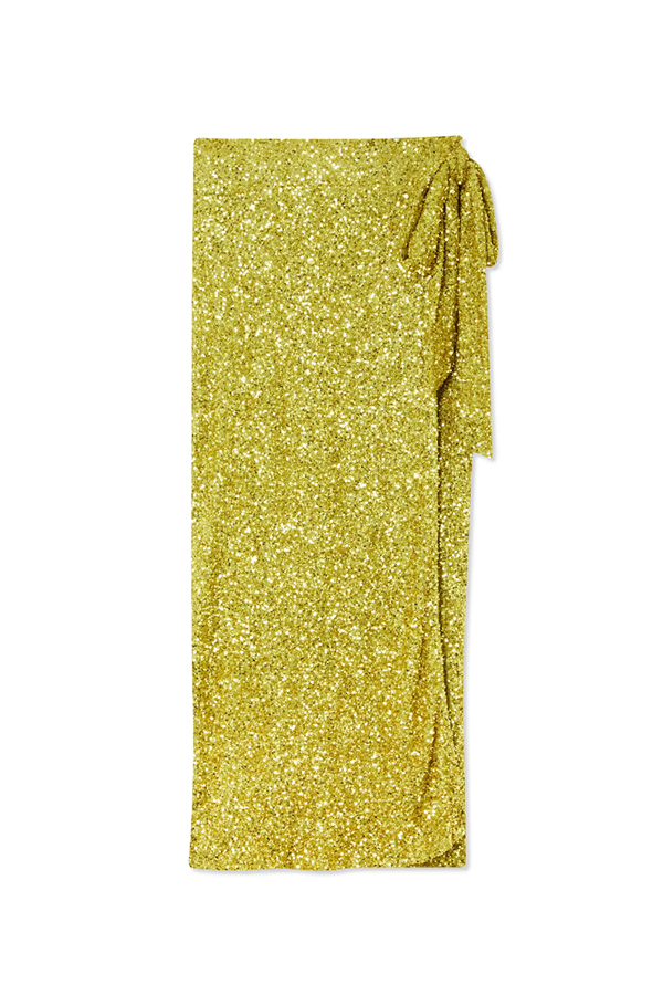 Disco Dancing Queen Sequin Wrap Tie-up Slit Midi Skirt-consonak