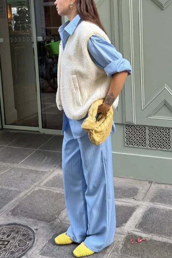 Stylish Polar Fleece Loose Single-breasted Sleeveless Vest Jacket-consonak